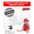 thumbnail image 2 of Marvel Avengers Spider-Man Iron Man Thor Infant Baby Boys French Terry Short Overalls T-Shirt and Hat 3 Piece Outfit Set Newborn to Infant, 2 of 5