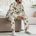 thumbnail image 7 of Fotbe Retro Vintage Tape Pattern Long Sleeve Pajama Set for Men,Sleepwear Set,2-piece Loungewear Set,Soft PJs Comfy Nightwear with Pockets-Medium, 7 of 7