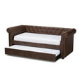 thumbnail image 3 of Allora Mid-Century Faux Leather Twin Daybed with Trundle in Brown, 3 of 10
