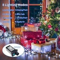 YUYAN-200 LED White Christmas Lights Outdoor, 66ft Christmas Tree Lights Green Wire, 8 Modes Waterproof Twinkle String Lights Plug in for Xmas Wedding Party Indoor Decoration