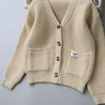 thumbnail image 5 of AINIYS Kids Boys Girls Button Closure Cardigan Kid Knit Sweater Solid Color V-Neck Cardigan with Pockets Khaki 13 Years, 5 of 6