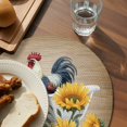thumbnail image 3 of Bathing Roosters Round 13 Inch Placemats Set of 8, Countryside Sunflower Vintage Burlap HeatResistant Non Slip Place Mats for Dining Table, Wipeable Braided Kitchen Table Mats for Housewarming, 3 of 9