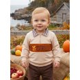 thumbnail image 4 of RUINIXCW Toddler Baby Boy Thanksgiving Sweatshirt Outfit Fall Winter Quarter Zip Sweatshirts Letter Turkey Embroidery Plaid Lapel Long Sleeve Pullover Shirt Top, 4 of 9