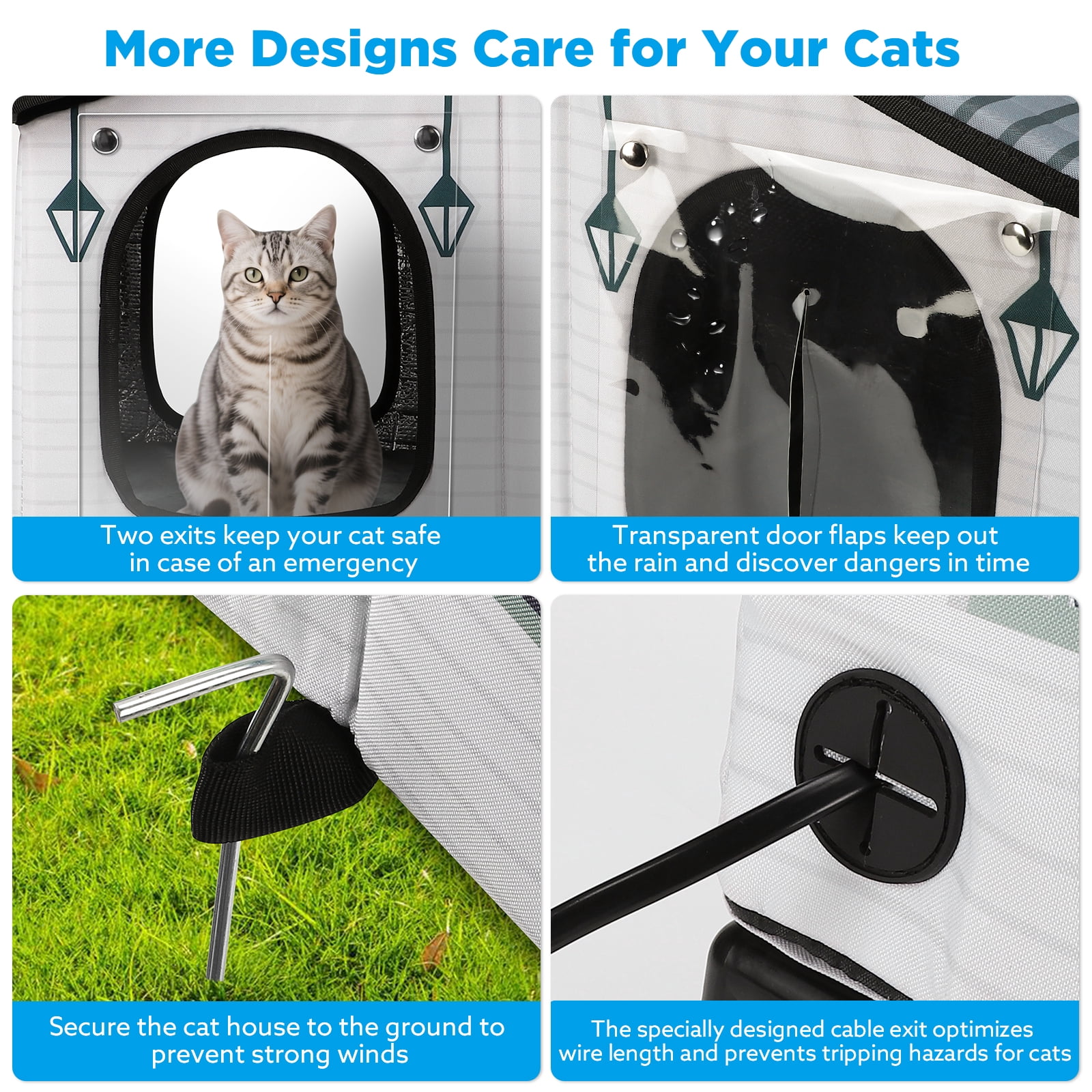 Siooko Heated Cat House for Outdoor Cats in Winter, Weatherproof Insulated Shelter with Heating Pad, Elevated Waterproof Safe Design for Feral and Outside Cats