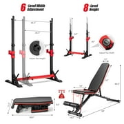 Goplus Adjustable Olympic Weight Bench Press Set with Barbell Rack for Weight Lifting, Home Gym Strength Training