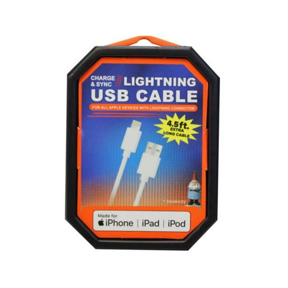 Kole Imports AB151-8 4.5 ft. Travelocity MFI iPhone Lightning Cable, White & Black - Pack of 8