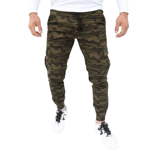 Jogger cargo de gabardina stretch John Silver Corte skinny y estampado de camuflaje verde