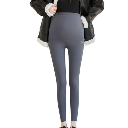 

iOPQO Leggings For Women Maternity Leggings Women Plus Size Velvet Thickening Maternity Wear Ninth Pants Leather Pants Pregnant Leggings Jeggings For Women Grey M