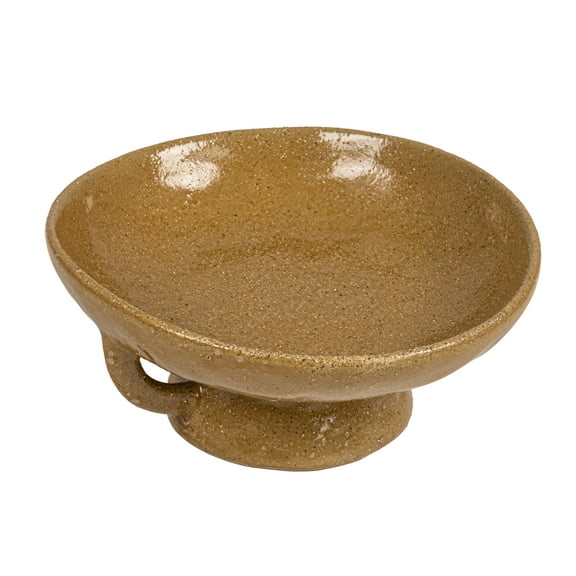 Creative Co-Op Stoneware Footed Pedestal Bowl with Handles, Reactive Glaze, Taupe