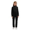 thumbnail image 2 of iiniim Kids Girls Casual Jumpsuit Rompers One Piece Long Sleeve Half Zip Overalls Cargo Pants Black 16, 2 of 7