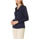 thumbnail image 4 of Camisa de oficina elegante de manga larga con cuello atado para mujer, puños con botón, S azul oscuro, 4 of 8