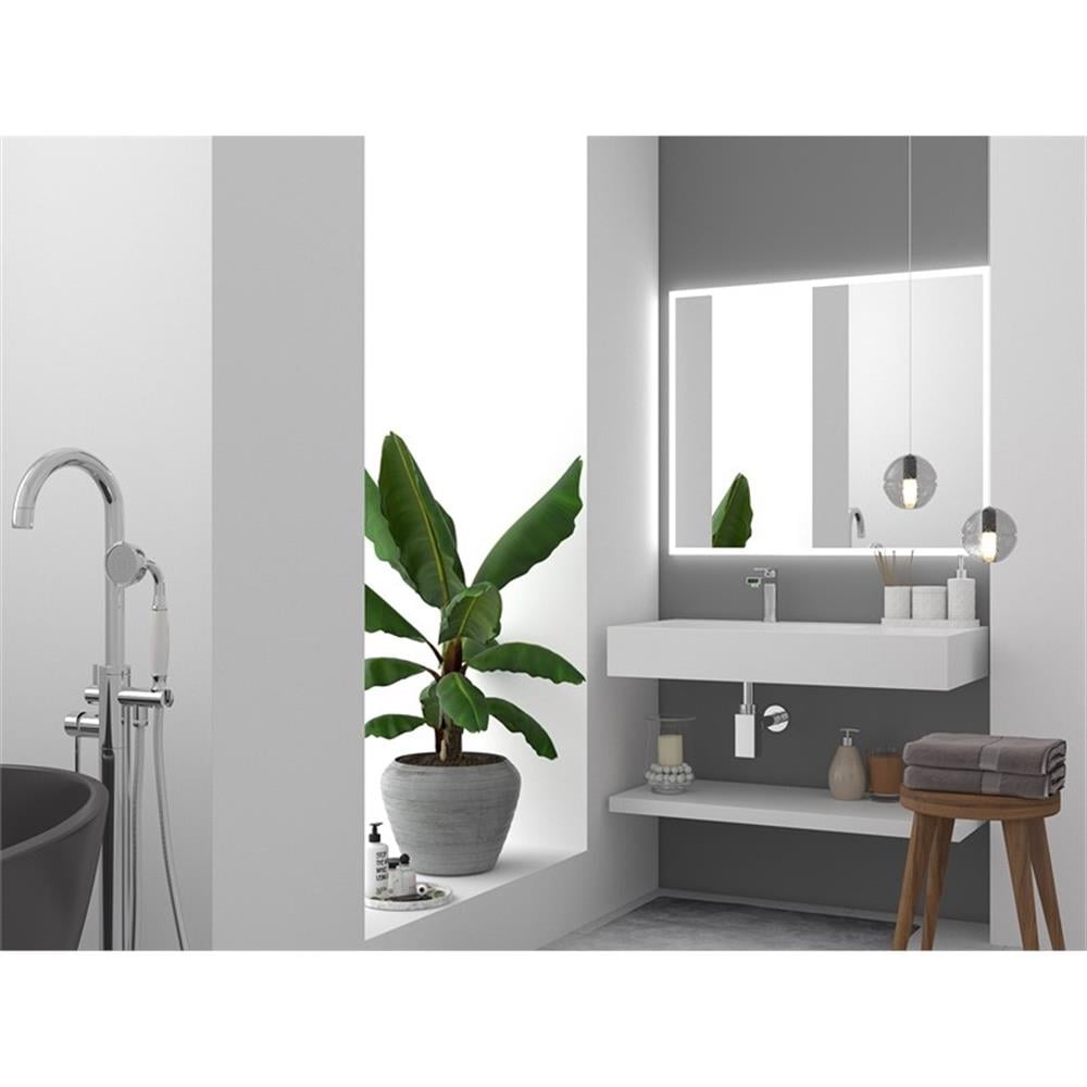 Pemberly Row 36" Solid Surface Left Basin Bathroom Sink in White