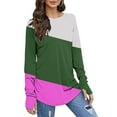 thumbnail image 5 of Kaemgyyd Plus Size Tops for Women Color Block Soft Comfy Tunic Tee Casual Loose Long Sleeve Crew Neck Shirt with Thumb Hole, 5 of 5