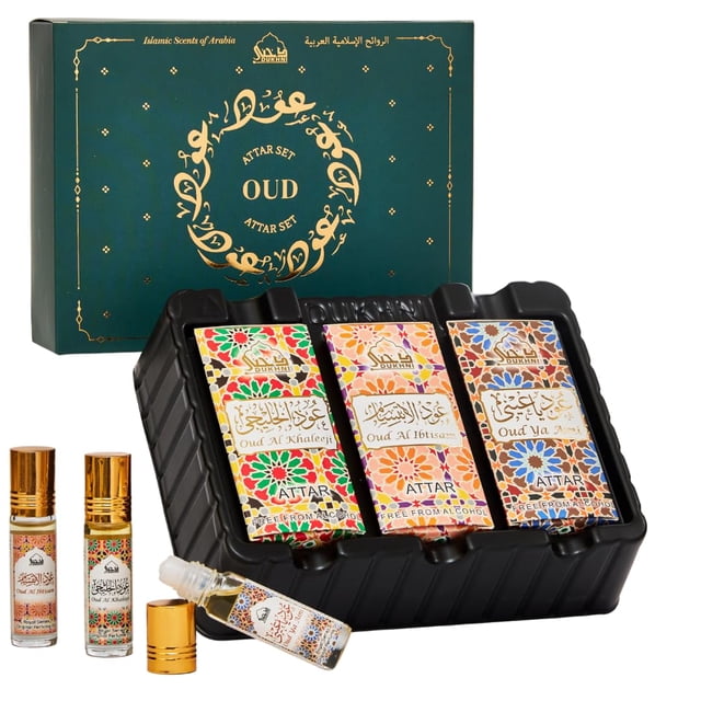 Set de perfume Dukhni Oud Attar Oil Arab Perfume, 3 x 6 ml, para hombre