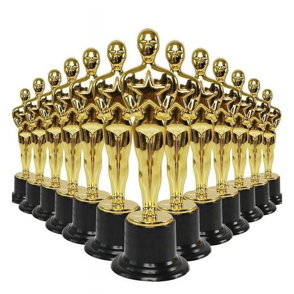24 Pack Plastic Gold Star Award Trophies Statuette for Party Favors,School Award,Game Prize,Party Prize