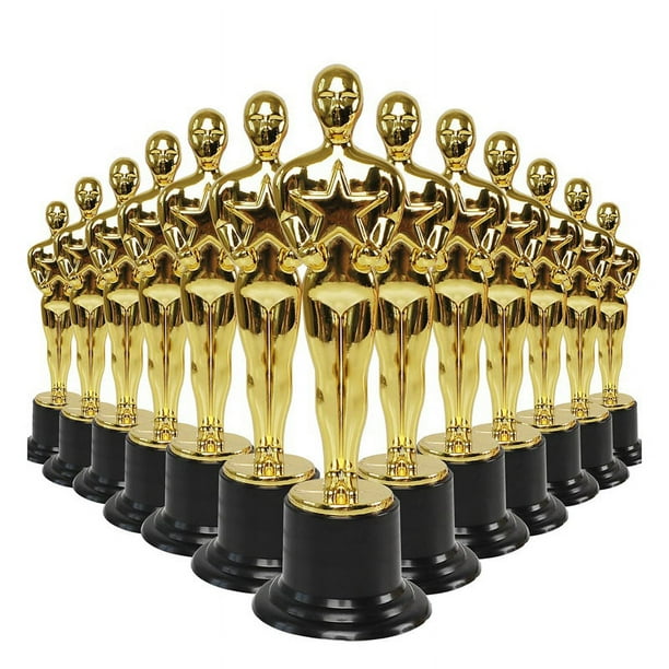 Paquete de 24 Estatuillas de Trofeos de Estrella Dorada de PláStico para Favores de Fiesta, Premio Escolar, Premio de Juego, Premio de Fiesta