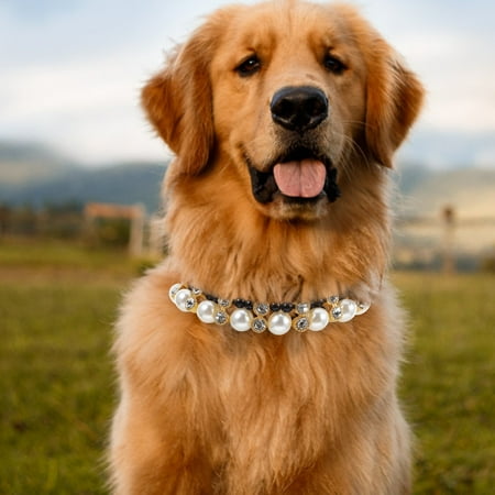 FOMIYES Dog Necklace 1Pcs Black Rhinestone and Imitation Pearl Pet Collar Jewelry