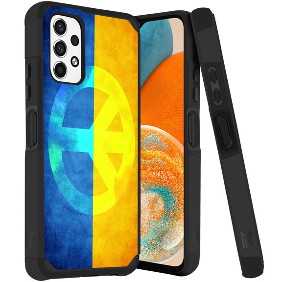 ANJ Rugged Dual Layered Shockproof Slim Hybrid Case Tempered Glass Cover Compatible with Samsung Galaxy A23 5G - Peace for Ukraine 2