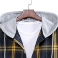 thumbnail image 5 of IROINNID Men's Hoodie Shacket Long Sleeve Plaid Casual Versatile Basic Classic Shirt, 5 of 8