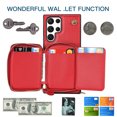thumbnail image 4 of Crossbody Wallet Case for Samsung S22 Ultra, RFID Blocking PU Leather Zipper Handbag Purse Flip Cover, Kickstand Case with Card Slots Holder Wrist Strap Lanyard for Samsung Galaxy S22 Ultra, Red, 4 of 12