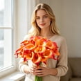 thumbnail image 4 of 10 Pack 13.78 Inch Artificial Calla Lily, Soft PU Fake Flower Wedding Bouquet, Realistic Faux Floral Stem, Home Decor for Vase Table Centerpiece Wedding Party, 4 of 8