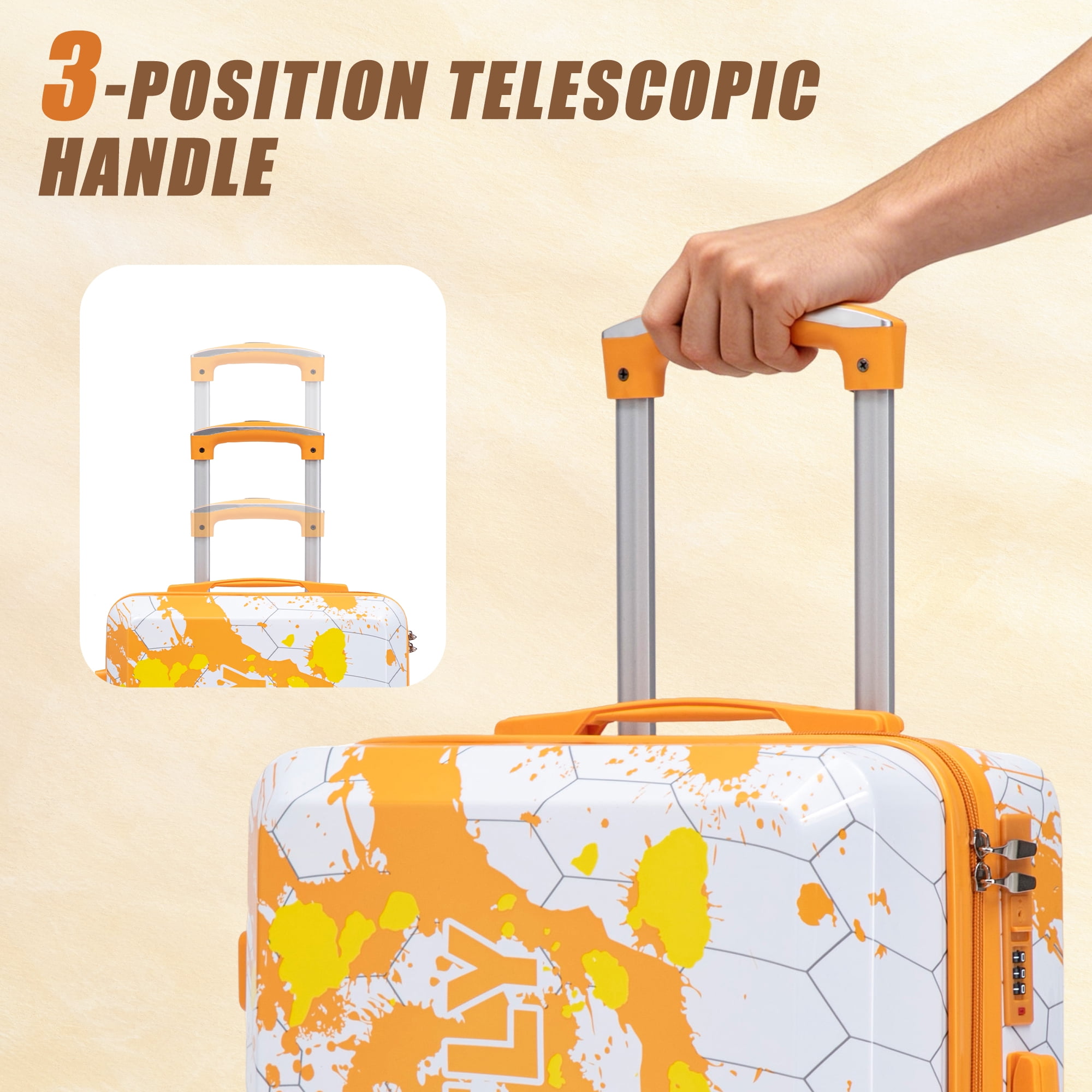 Leumius 20" Hardside Carry-on Suitcase – Expandable Spinner Luggage for Travel, Orange