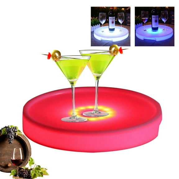 Miumaeov LED Light up Wine Bottle Tray 2000mah Bar Serving Tray 16 Fixed Colors & 4 Color Changes Waterproof