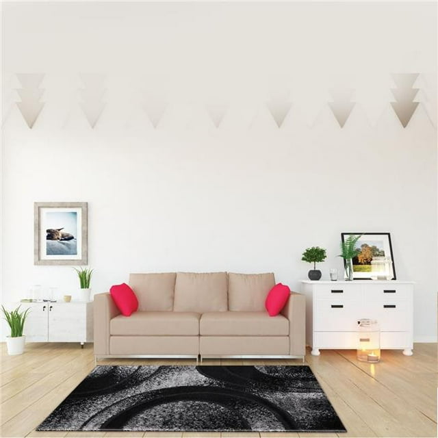 L Baiet SD349C81 8 x 10 ft. Naomi Shag Area Rug, Black