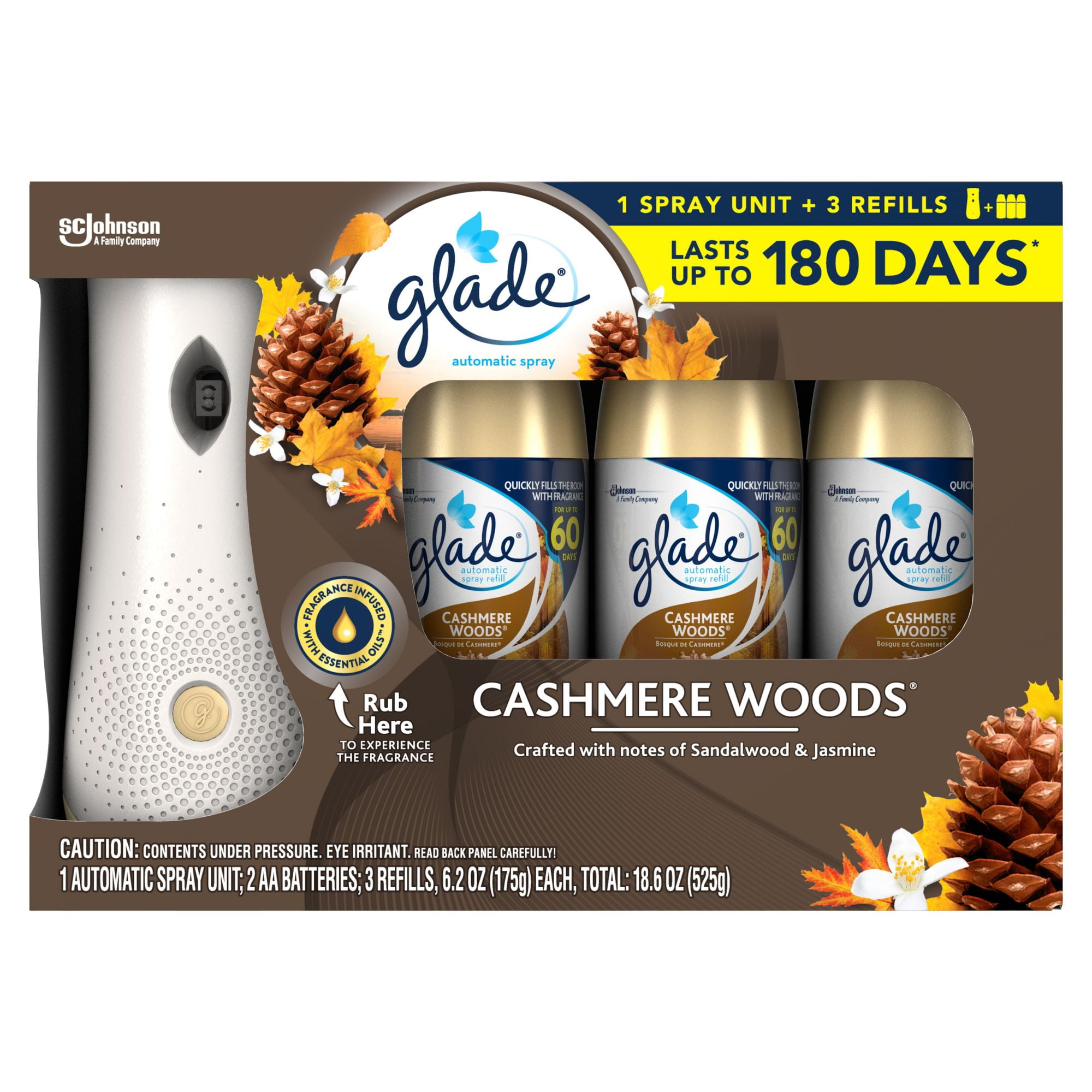 Glade Product of Automatic Spray Cashmere Woods with 3 Refills