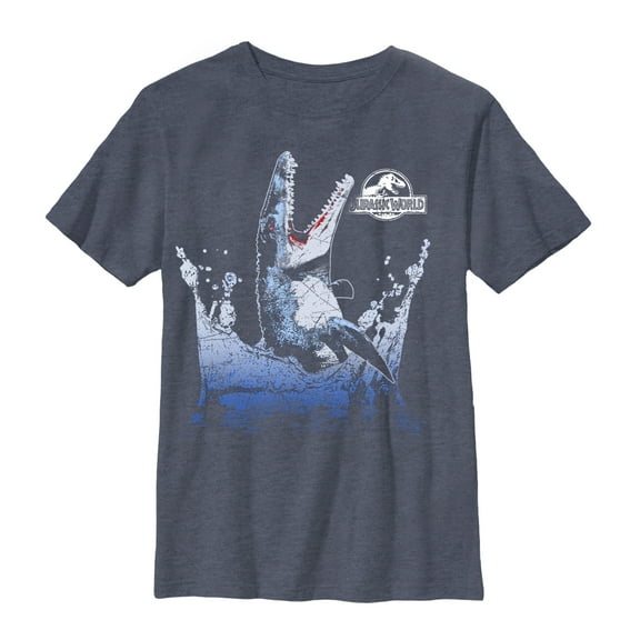 Boy's Jurassic World Mosasaurus Show  Graphic Tee Navy Blue Heather X Large