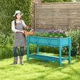 thumbnail image 2 of Costway HIPS Raised Garden Bed Poly Wood Elevated Planter Box with Legs, Storage Shelf Blue, 2 of 10