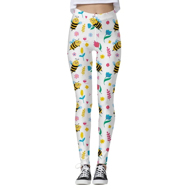 Gibobby Leggings Invierno Mujer Mallas con estampado abejas a la moda para mujer, mallas deportivas Yoga con Control para mujer, mallas talle(Azul, M)