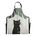 thumbnail image 6 of Yayeee Chief Kitchen Apron with Pockets for Cooking Water Resistant Unisex Adjustable Neck Strap, Black Cat Umbrella, 6 of 7