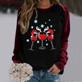 thumbnail image 2 of Gibobby Sudadera navideña mujer Sudadera casual con estampado navideño para mujer, cuello redondo, manga larga, sudadera raglán(Vino,M), 2 of 4