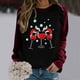 thumbnail image 2 of Gibobby Sudadera navideña mujer Sudadera casual con estampado navideño para mujer, cuello redondo, manga larga, sudadera raglán(Vino,XG), 2 of 4