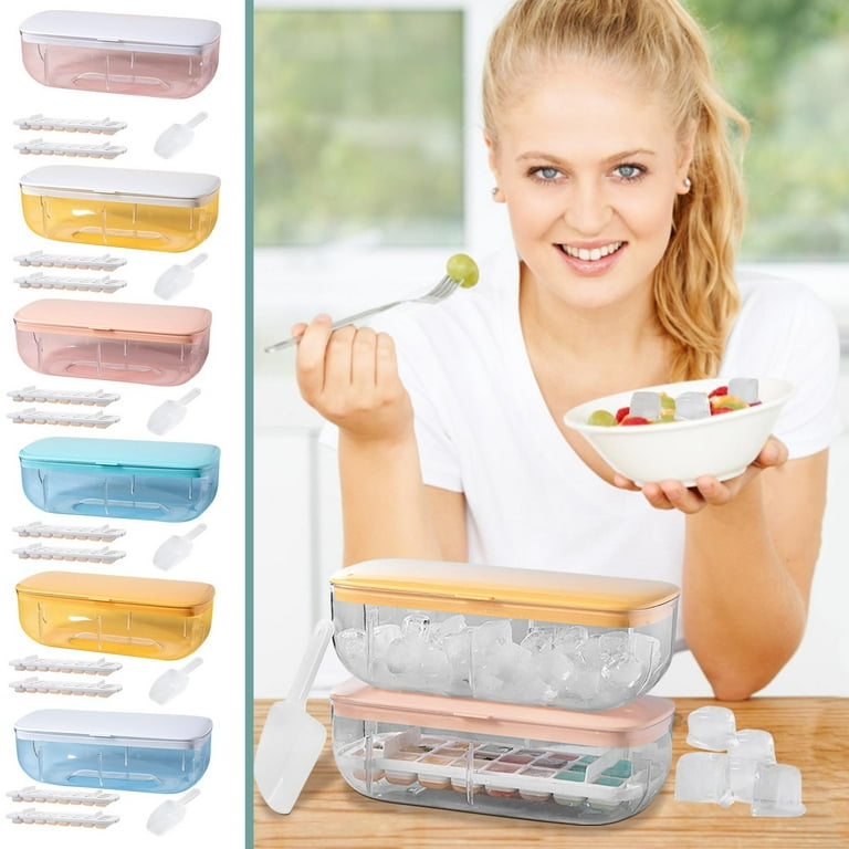 Ice Cube Tray with Lid and Bin Creative Ice Cube Maker Silicone