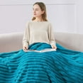 thumbnail image 3 of BEDELITE Twin Blanket for Couch & Bed, 300GSM Soft & Warm Fleece Blanket, Decorative and Giftable Striped Teal Blankets for Women, Men, 60"x80", 3 of 18