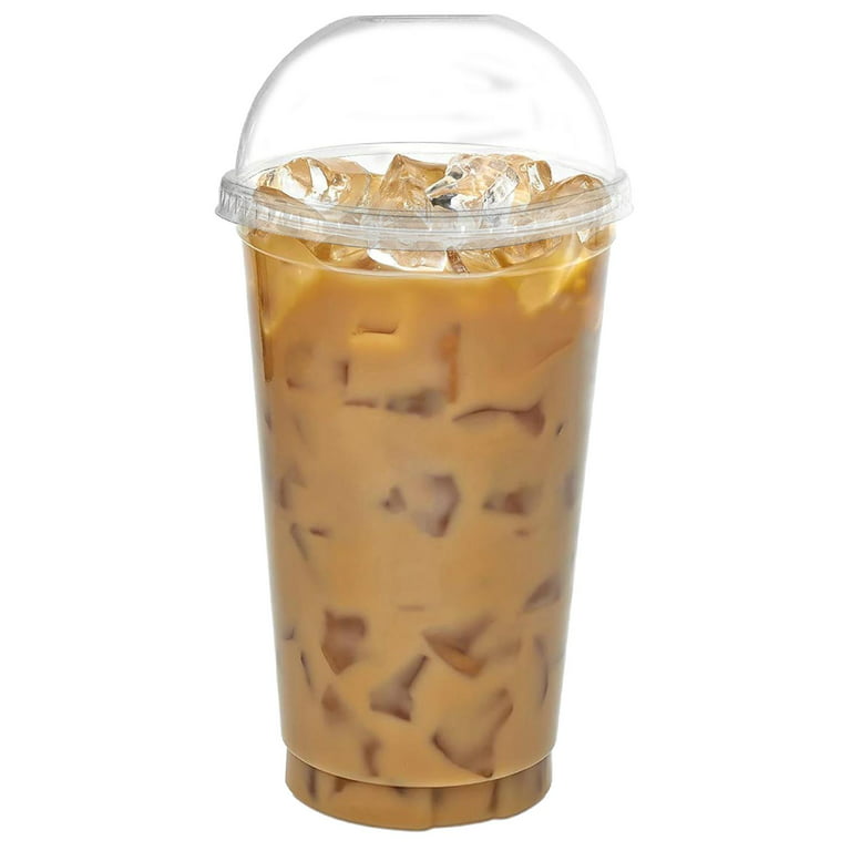 250 Pack] 10oz Cups, Iced Coffee Go Cups and Dome Lids, Cold Smoothie, Plastic Cups with Dome Lids, Clear Plastic Disposable Pet Cup
