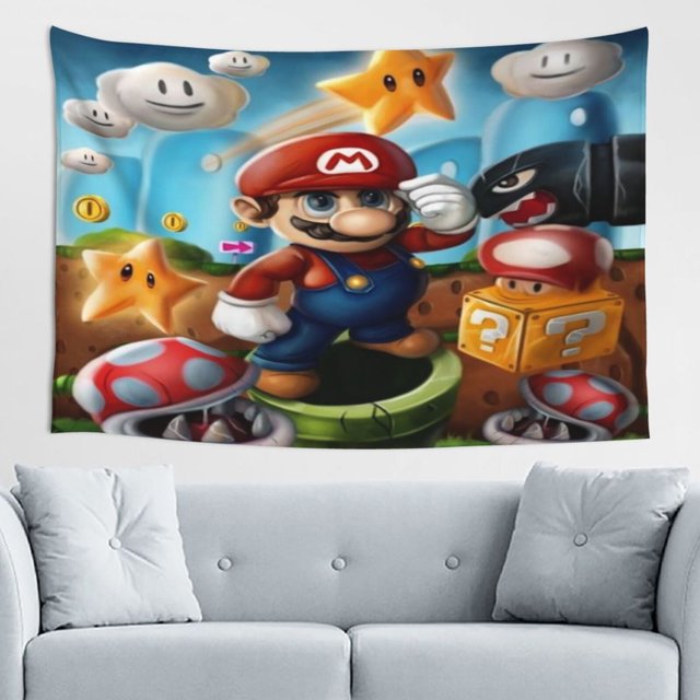 Tapiz de pared de Mario, decoración de pared para el hogar, arte de pared para niños, niñas, decoración de dormitorio, sala de estar, 60 x 40 pulgadas