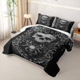 thumbnail image 3 of Homewish Halloween Gothic Skull Quilt King, Spider Floral King Coverlet Set, Black Gray, 3pcs 1 Bedspread and 2 Pillowcases, 3 of 7