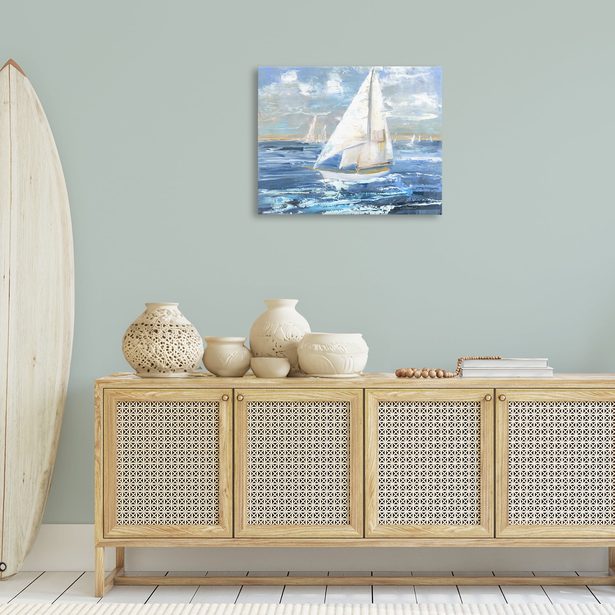 Stupell Industries Sailing Choppy Waves Nautical & Beach Painting Wrapped Canvas Art Print Wall Art, 30 x 24