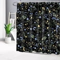 thumbnail image 2 of Blue and Yellow Floral Shower Curtain Decor,Country Wildflower and Green Leaf Herb on Black Shower Curtain for Bathroom 72X84 inch Polyester Fabric Bathroom Decoration Bath Curtains Hooks Included, 2 of 6