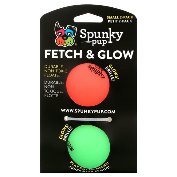 Spunky Pup Fetch & Glow Ball Small 2-pack Dog Toy