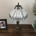 thumbnail image 4 of Tiffany Table Lamp White Hexagon Stained Glass LED Bulb Included or Living Room Bedroom Bedside 19"H*12"W, 4 of 6