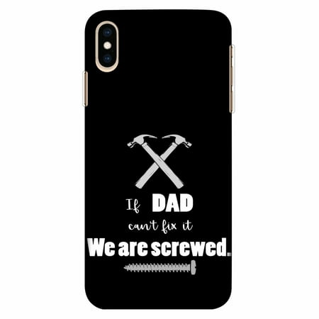 iPhone XS Max Case Tempered Glass Combo, Ultra Slim Designer Back Cover with Tempered Glass Screen Protector for iPhone Xs Max (2018) - Father's Day - Dad Can Fix (Best Way To Fix Iphone Screen)