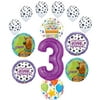 Scooby Doo 3rd Birthday Party Supplies Balloon Bouquet Decorations - Purple Number 3