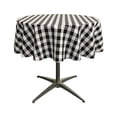 thumbnail image 1 of LA Linen Nappe Ronde à Carreaux Vichy, 51 Po. Ronde, Blanc & Noir, Polyester, Nappe, 1 of 2