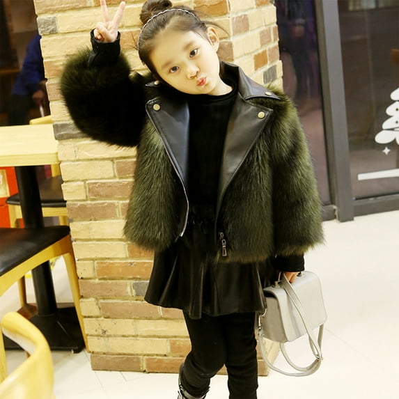 TAIAOJING Kids Girls Open Front Cardigan Faux Fur Coat Girls Coat Winter Windproof Thicken Coat Child Warm Fleece Button Outerwear Spring Fall Jackets 18-24 Months