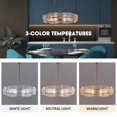 thumbnail image 6 of HOOMEDELIER 23.6 inch Modern Luxury Gold Ripple Glass Chandelier 6 Light Pendant Fixture for Living Room Kitchen Island, 6 of 20