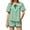 Green, variant on Short Sleeve Striped Print Women Casual 2 Pieces Tops and Shorts Set Outfit